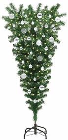 Fejlődés lefelé álló műfenyő világítással és gömbökkel 150 cm