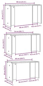 3 db füstös tölgy színű szerelt fa dohányzóasztal