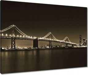 Vászonkép 80x60 Híd az éjszakában szépia