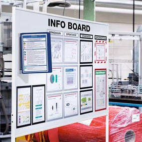 Bemutatótábla tartó, fali, mágneses, 5 db bemutatótáblával, DURABLE VARIO&amp;reg; 5 MAGNET, sötétkék (DB591407)
