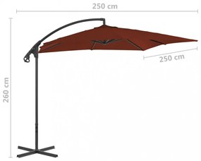 terrakotta konzolos napernyő acélrúddal 250 x 250 cm