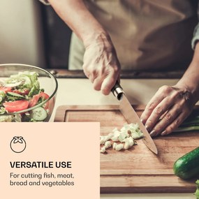 Klarstein Kitano XL, késkészlet tömbbel, 13 darabos, 12 kés, acél, luxus fa blokk