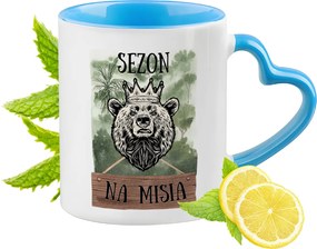 Mackó mackó kék bögre szív alakú füllel ajándékba