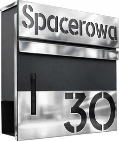 Levéltartó doboz rozsdamentes acél 37x37x10,5 cím házszám Cnc