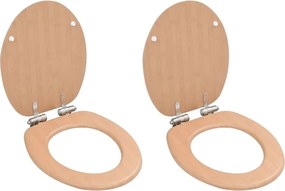 2 db bambuszmintás MDF WC-ülőke lassan csukódó fedéllel
