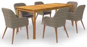 vidaXL 7 részes barna kerti étkezőgarnitúra