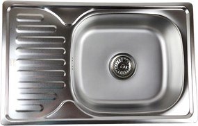 Egykamrás mosogatótálca csepegtetővel, szatén felülettel, 66x42x20 cm Szifon Ingyen