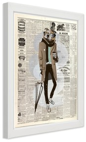 Gario Poszter Absztrakt bulldog egy újság hátterén A keret színe: Keret nélkül, Méret: 40 x 60 cm