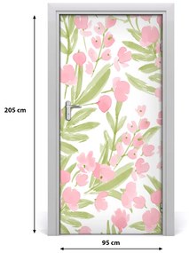 Ajtóposzter öntapadós rózsaszín virágok 95x205 cm