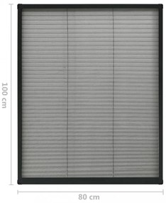 antracitszürke alumínium pliszé ablakszúnyogháló 80 x 100 cm