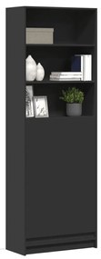 fekete szerelt fa magasszekrény LED-ekkel 69x 32,5 x 200 cm