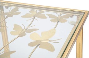 Fehér-aranyszínű konzolasztal üveg asztallappal 35x100 cm Butterflies – Mauro Ferretti