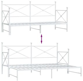 Daybed with Trundle without Mattress White 80x200 cm acél