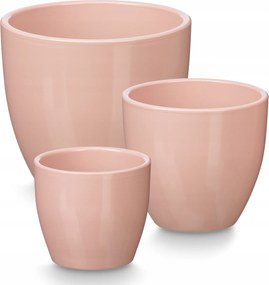 Kerámia Kaspó Szett Kerek Ø 14 17 22 CM Rózsaszín