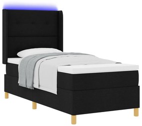 Ágykeret Matrac és LED Fekete 100x200 cm Szövet