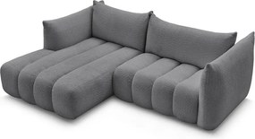 Szürke buklé sarokkanapé (bal oldali-heverő résszel) Azra – Bobochic Paris