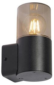 Modern kültéri fali lámpa fekete füstös búrával IP44 - Odense