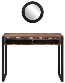 Tükörrel ellátott pipereasztal Többszínes 100x50x75 cm Tömör újrahasznosított fa