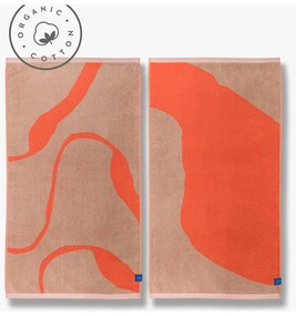 Narancssárga-világosbarna bio pamut törölköző szett 2 db-os 50x90 cm Nova Arte – Mette Ditmer Denmark