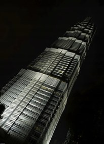 Poszter 39,5x55cm Jinmao torony éjszaka Sanghajban, Assaf Frank