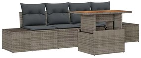 vidaXL Kerti Kanapé Szett tárolóval 5 pcs Szürke Poli rattan