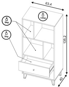 Komód SULA craft tölgy/fekete