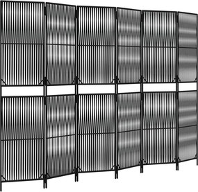vidaXL fekete 6-paneles polyrattan térelválasztó