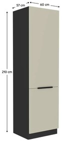 Konyhaszekrény beépített hűtőhöz Arikona 60 LO 210 2F (kasmír + fekete) . 1097067