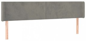 világosszürke bársony szárnyas fejtámla 203x16x78/88 cm