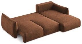 Terrakotta színű kinyitható sarokkanapé (jobb oldali-heverő résszel) Leila – Makamii