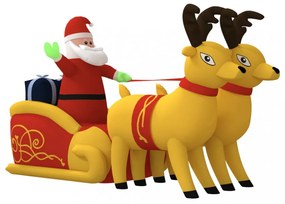 felfújható karácsonyi Mikulás és rénszarvas LED-ekkel 130 cm