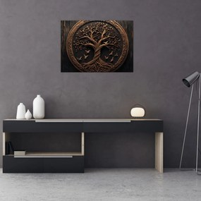 Kép – Fából készült életfa (70x50 cm)