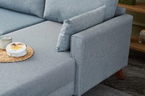 Sarokkanapé Bella Soft Köşe Koltuk Jobbos - Kék