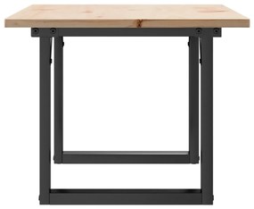 Tömör fenyőfa és acél dohányzóasztal O-vázzal 80x50x40 cm
