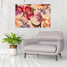 Kép - Vintage virágok (90x60 cm)
