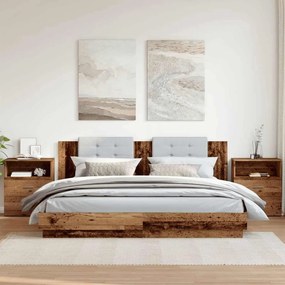 2 db antik fa színű szerelt fa éjjeliszekrény 50 x 32 x 60 cm