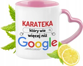 Karate bögre Rózsaszín, Szív alakú füllel Kávé Ajándék