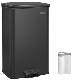 Pedálos szemeteskuka 40L, fekete, 15 szemeteszsákkal