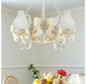 Brilagi - Láncos csillár QUEEN 4xE14/40W/230V bükk/krémszínű