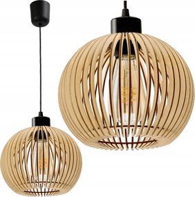 Led Mennyezeti Lámpa Függő Nappaliba 1xE27 Állítható Fa Luca05