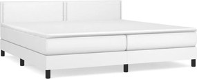 vidaXL fehér műbőr rugós ágy matraccal 200 x 200 cm
