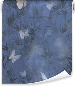 Tapéta Levelek Pillangók Bambusz Trópusi Flizelin Fal Nappali Hálószoba