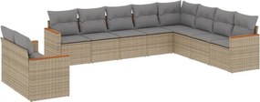vidaXL 10 részes bézs polyrattan kerti ülőgarnitúra párnával