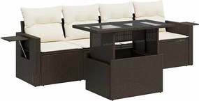 vidaXL 5 részes barna polyrattan kerti ülőgarnitúra párnával