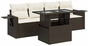 vidaXL 5 részes barna polyrattan kerti ülőgarnitúra párnával