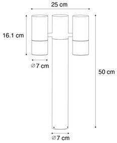 Kültéri állólámpa fekete 50 cm 2-lámpás állítható - Duo