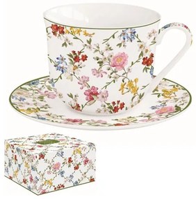 R2S.1182GADR Porcelán reggelizőcsésze+alj 370ml dobozban, Garden Dreams