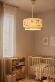 Brilagi- LED gyerek csillár zsinóron BOBO 1xE27/60W/230V átm. 40 cm fehér/bézs./mackó.