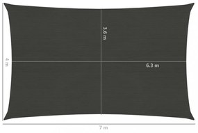 antracitszürke HDPE napvitorla 160 g/m² 4 x 7 m
