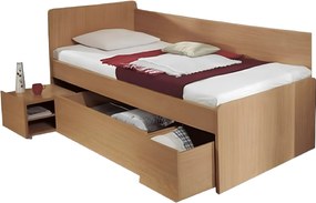 Ágy ágyneműtartóval, bükk, 90x200 cm, OTO